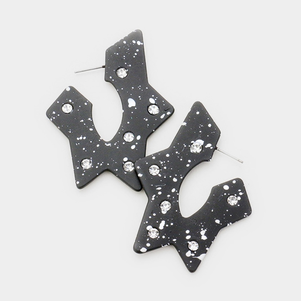 Crystal Paint Splash Geometric Earrings